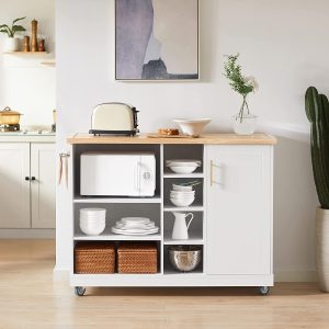 Fritstående køkkenø i skandinavisk design, B48 x H94 x L127 cm, hvid