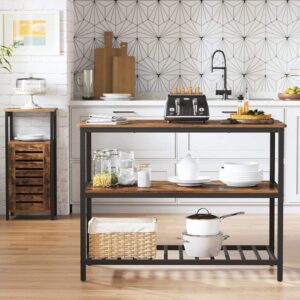 Køkkenø i industrielt design med hylder - rustik brun 120x60x90 - Køkkenudstyr - Daily-Living