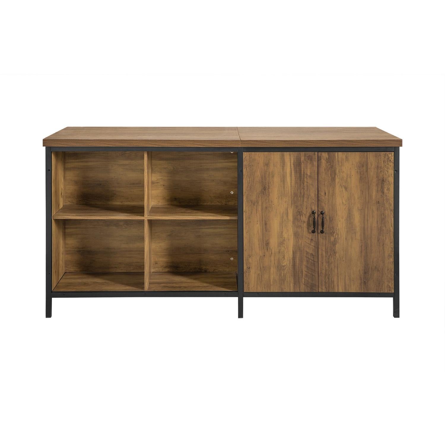 Køkkenø industrielt look, barbord med hylder, brun 170x60x89 - Køkkenudstyr - Daily-Living