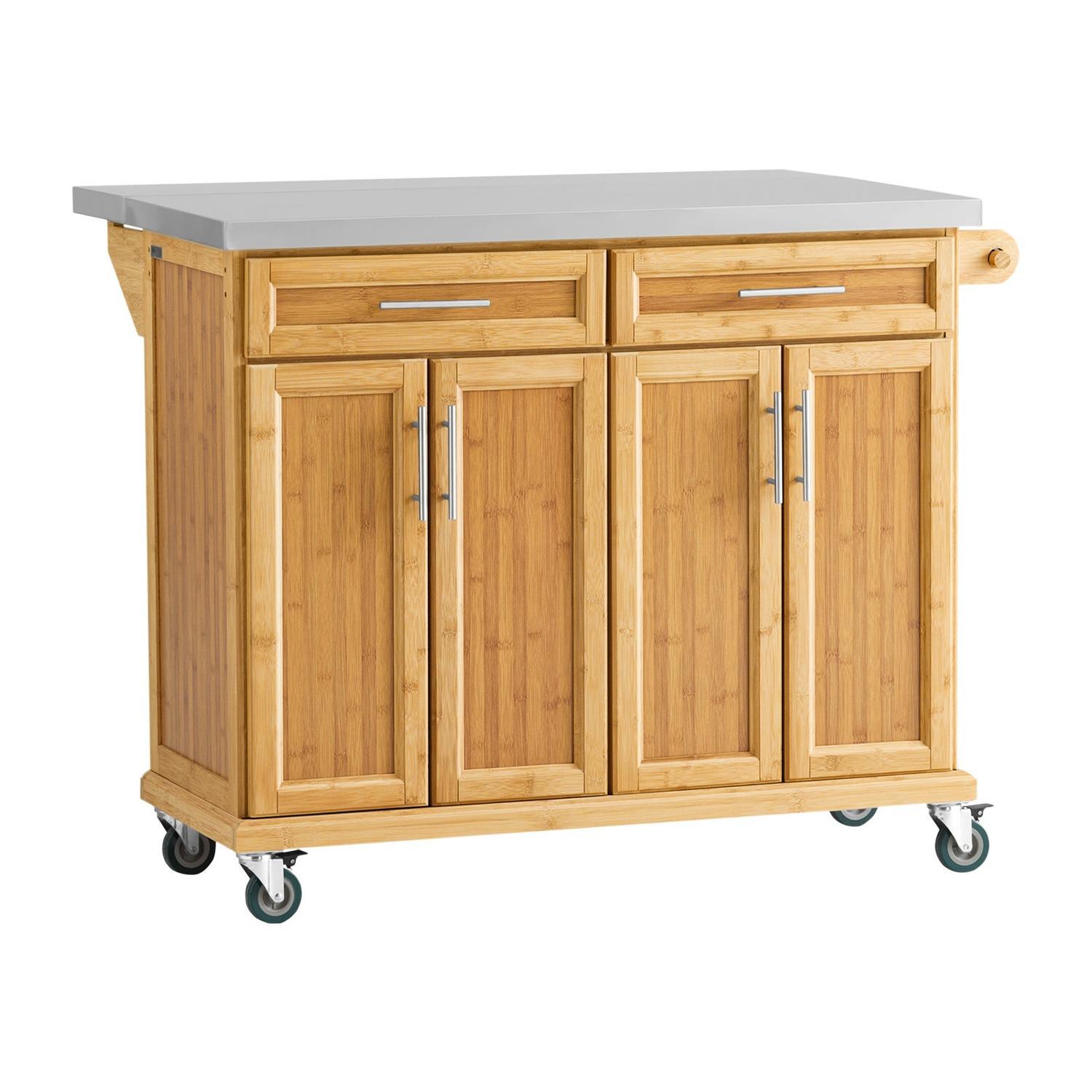 Køkkenø på hjul, køkkenvogn med skuffer, brun 115x46-71x92 - Køkkenudstyr - Daily-Living