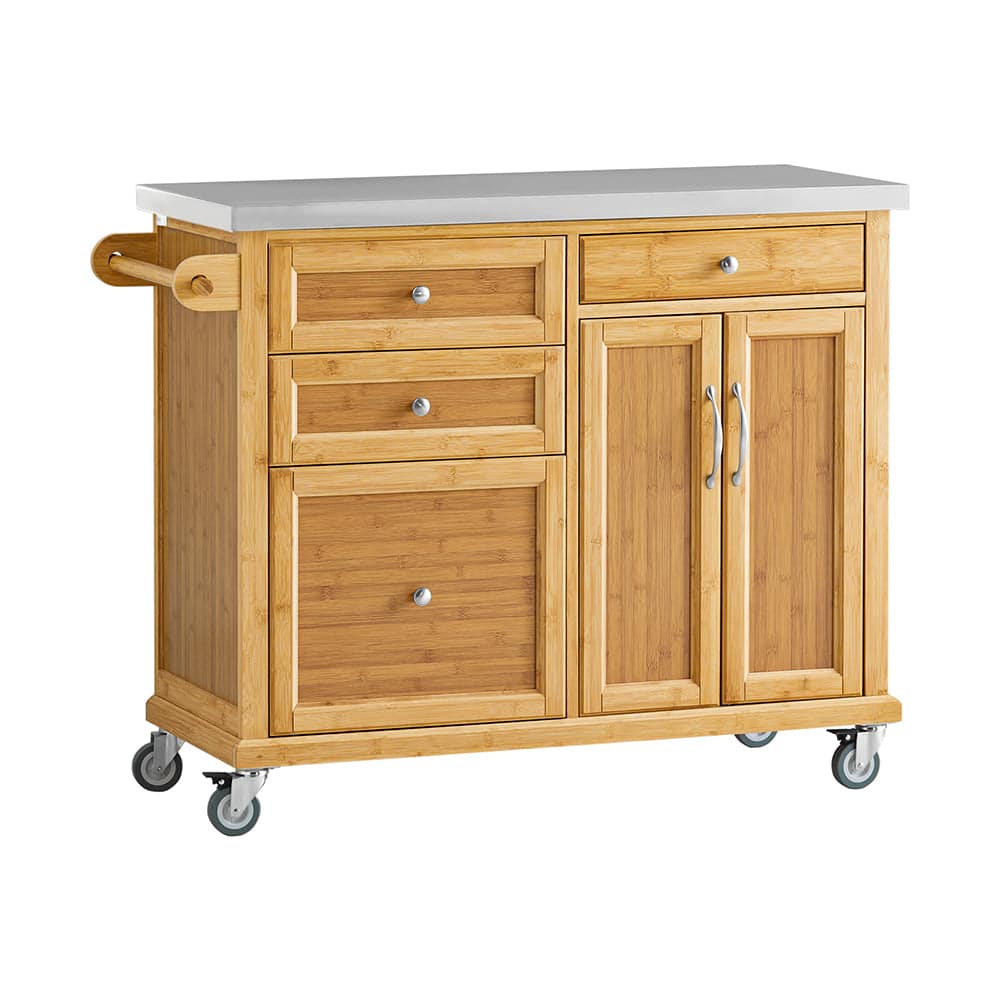 Køkkenø på hjul, køkkenvogn med skuffer, brun 115x46x92 - Køkkenudstyr - Daily-Living