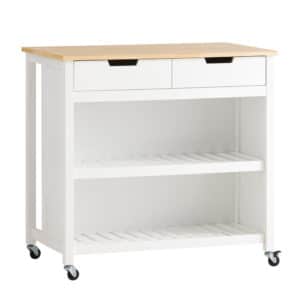 Køkkenø på hjul, køkkenvogn med skuffer, hvid 98x58x94 cm - Køkkenudstyr - Daily-Living