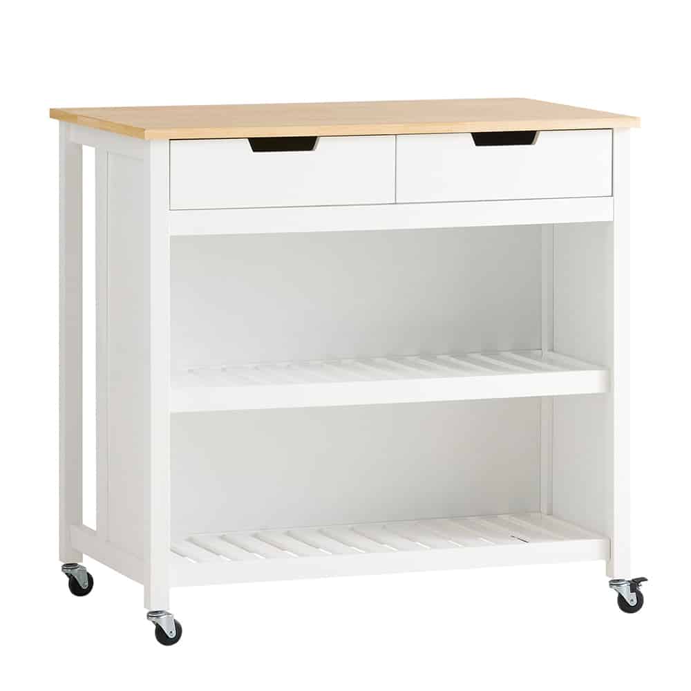 Køkkenø på hjul, køkkenvogn med skuffer, hvid 98x58x94 cm - Køkkenudstyr - Daily-Living