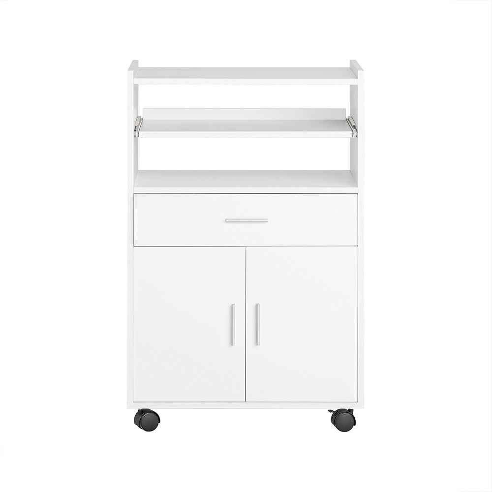 Køkkenvogn, rullebord og køkkenø på hjul, skab, hylder, hvid - Køkkenudstyr - Daily-Living