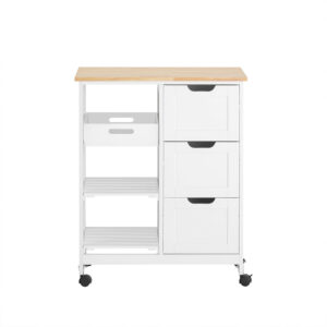 Køkkenvogn med skuffer, køkkenø med hylder, hvid 67x37x84 - Køkkenudstyr - Daily-Living