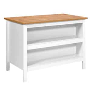NORDIC LIVING COLLECTION Julina køkkenø, m. 2 åbne hylder - hvid og Artisan egefinish melamin (124x75)