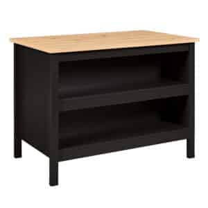 NORDIC LIVING COLLECTION Julina køkkenø, m. 2 åbne hylder - sort og Artisan egefinish melamin (124x75)
