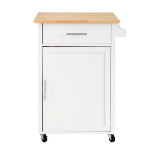 Køkkenø på hjul, Køkkenvogn med skab og skuffe, hvid 68x46x90 - Køkkenudstyr - Daily-Living