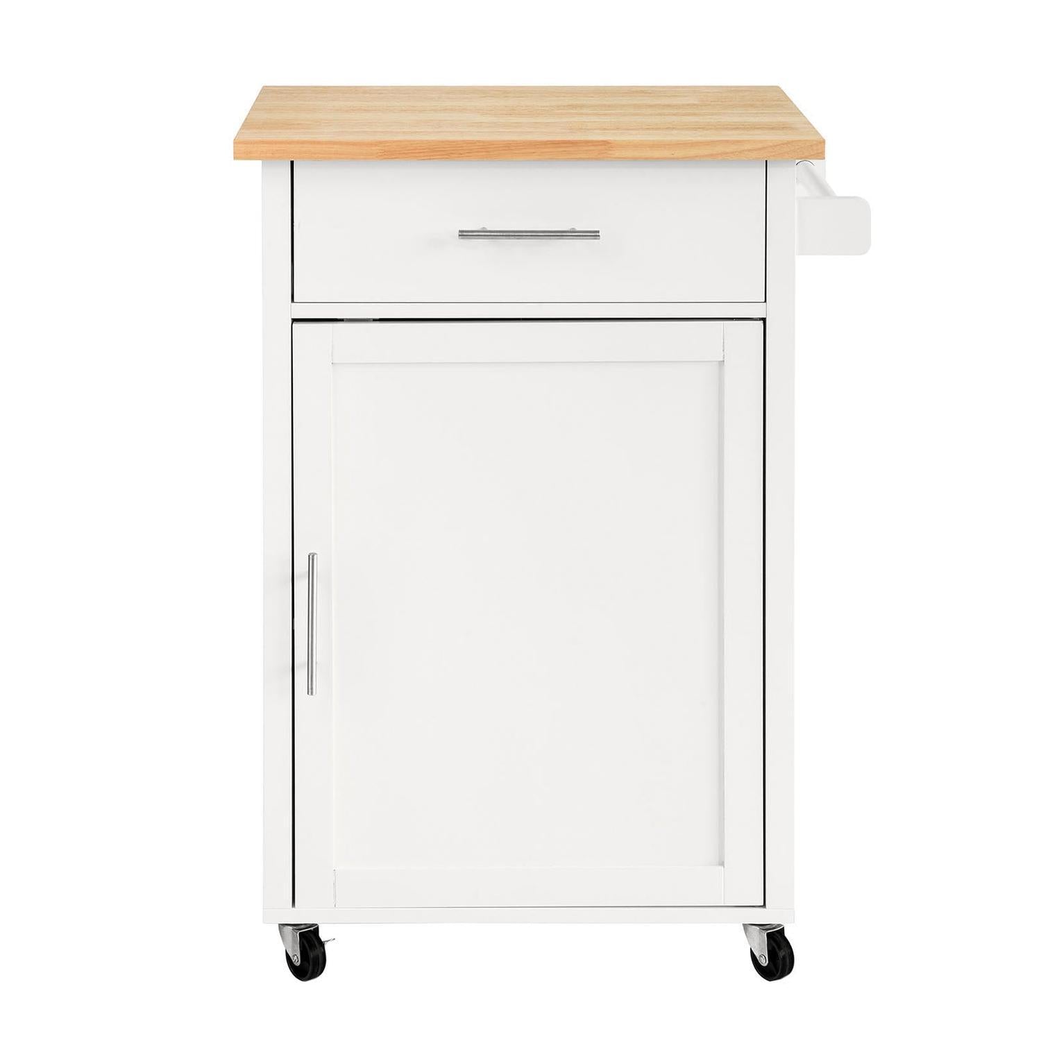 Køkkenø på hjul, Køkkenvogn med skab og skuffe, hvid 68x46x90 - Køkkenudstyr - Daily-Living